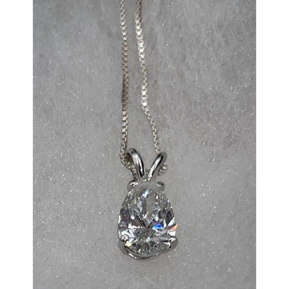 14kt White Gold 2 Carat Pear Lab Diamond Color Grade G-H Clarity Grade SI1-S12 - Picture 12 of 16